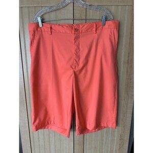 Linea Uomo Shorts Mens 38 Bright Orange Cotton Bermuda Flat Front Pockets Preppy